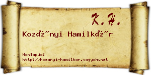 Kozányi Hamilkár névjegykártya