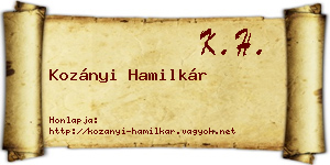 Kozányi Hamilkár névjegykártya